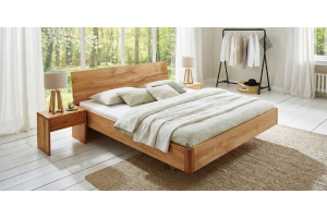 Luxe natuurlijke slaapkamer met houten bed Amsterdam en 100% natuurlatex matrassen van Bedaffair