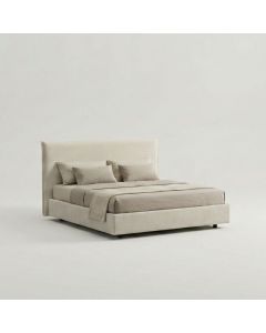 Bedaffair Eterna &ndash; Luxe Gestoffeerd Bed van Massief Hout & Gerecycled Katoen of Wol (100% Natuurlijk)