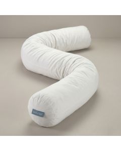 Een natuurlijke body pillow van Bedaffair, een lichaamskussen dat eenvoudig aanpasbaar en makkelijk bij te vullen is via de rits
