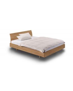 Zwevend massief houten bed STEP-X met gebogen hoofdbord Holzmanufaktur