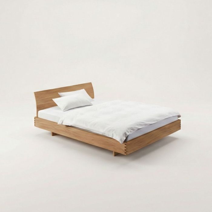 Zwevend massief houten bed STEP-X met gebogen hoofdbord Holzmanufaktur-180x200-Kernbeuken