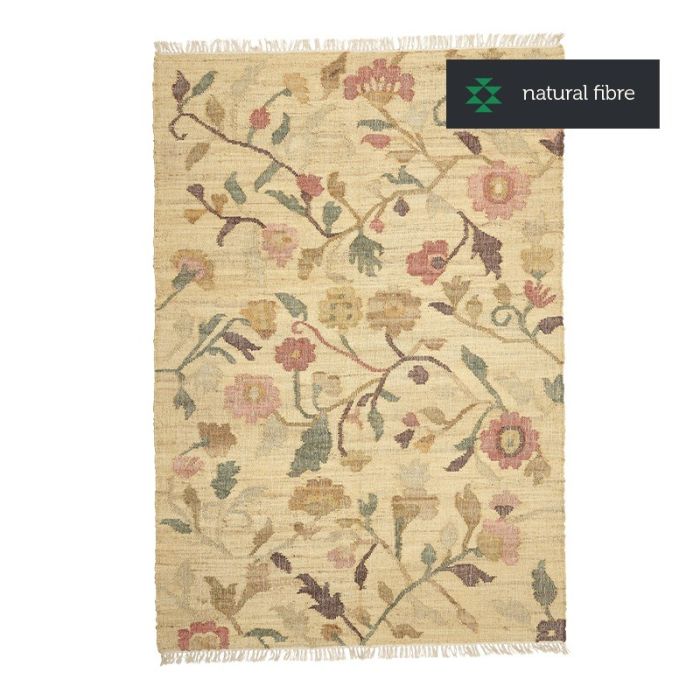 Vloerkleed Jute Kelim BLOEMEN rozen 200x300 cm