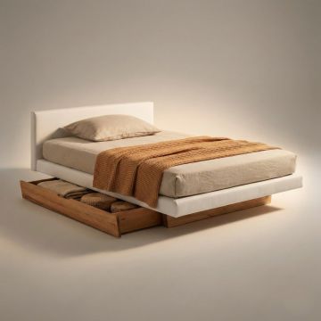 boxspring met lade van natuurlijke materialen