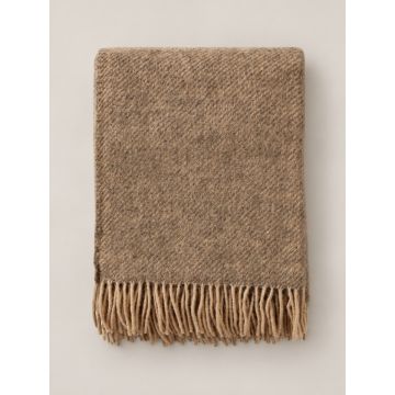 Wollen plaid van Gotlandwol en lamswol, lichtbruin 130x200 cm