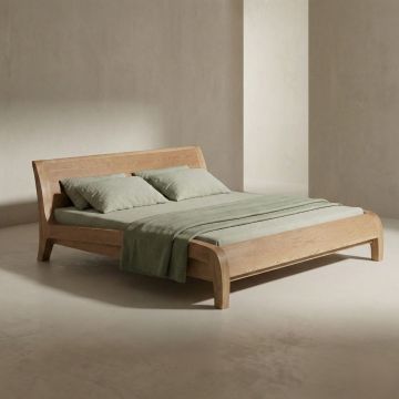 Golvend eiken bed Beluga van Dormiente: Robuust & Organisch-200x220