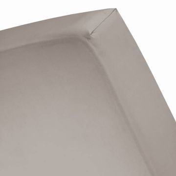 Sale hoeslaken Damai Taupe 180x210 cm biologisch katoensatijn