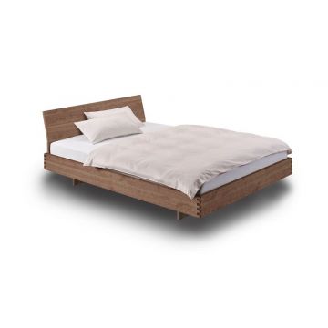 Zwevend massief houten bed STEP-X met gebogen hoofdbord Holzmanufaktur-180x200-Kersenhout