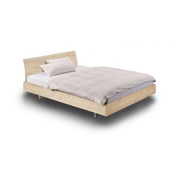 Zwevend massief houten bed STEP-X met gebogen hoofdbord Holzmanufaktur-200x200-Esdoorn