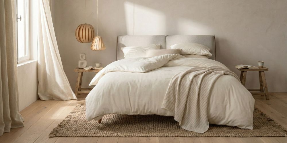 Luxe duurzame slaapkamer met natuurlijk dekbedovertrek van Bedaffair