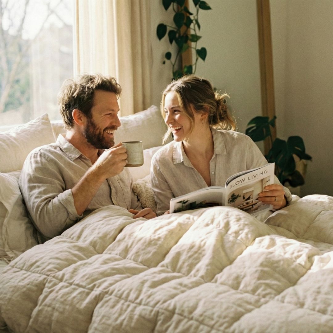 Proefliggen op natuurlatex matrassen in de Bedaffair showroom in Heemstede