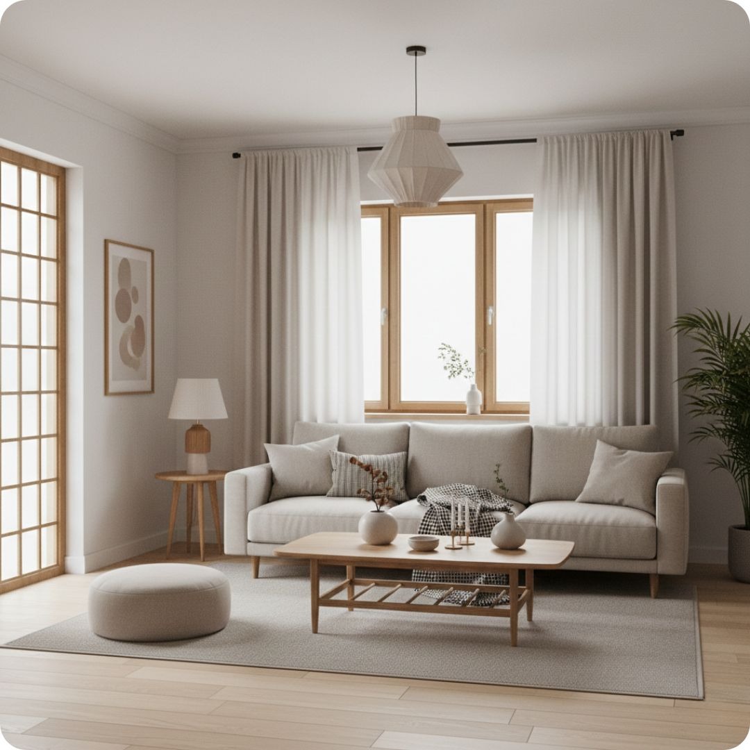 Scandinavische 2,5-zitsbank van natuurlijke materialen met PFAS-vrije stof.